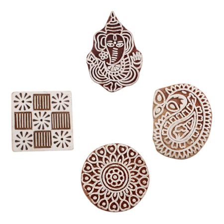 Set of 4 Piece New Mix Wooden Printing Block